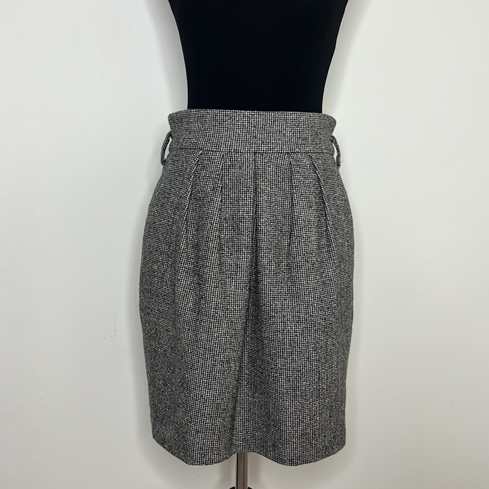 ROBERT RODRIGUEZ Black Checkered Pleated Twill Skirt 4
